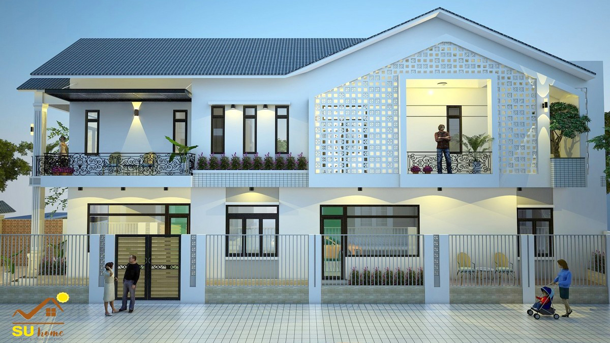 Nhà phố 02 mặt tiền mái thái anh Năm – 02 tầng